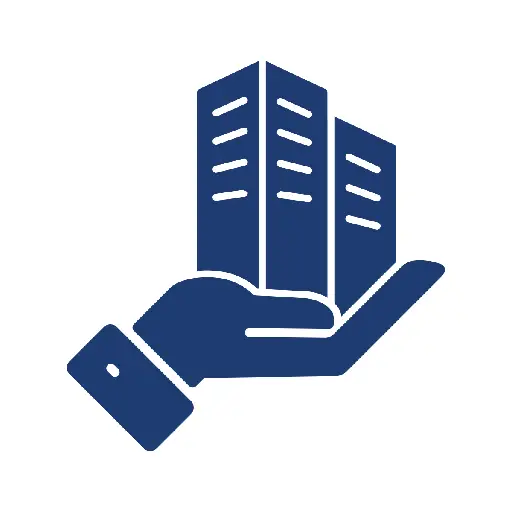 Blue delivery box icon with arrow pointing inside
